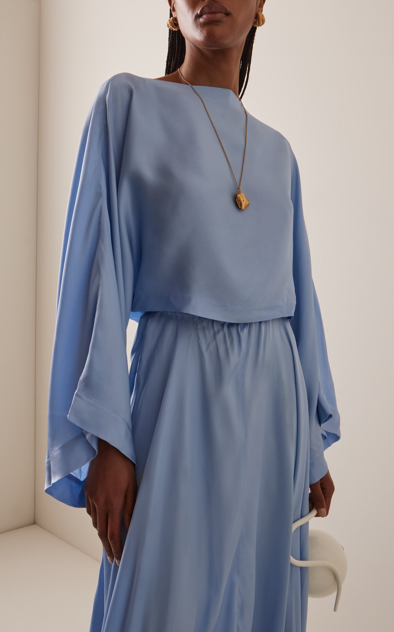 Como Twill-Satin Kimono Top blue - 3