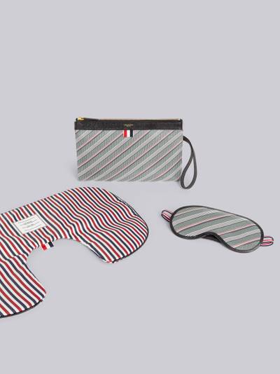Thom Browne Medium Grey Monogram Coated Canvas Travel Kit With Eyemask and Neck Pillow outlook