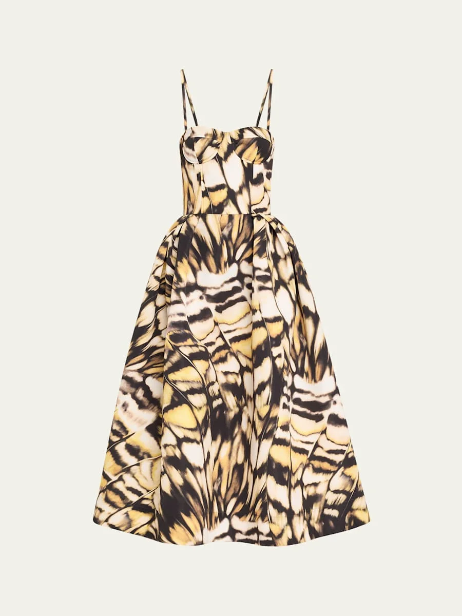 Butterfly Faille Bustier Tea-Length Dress - 1