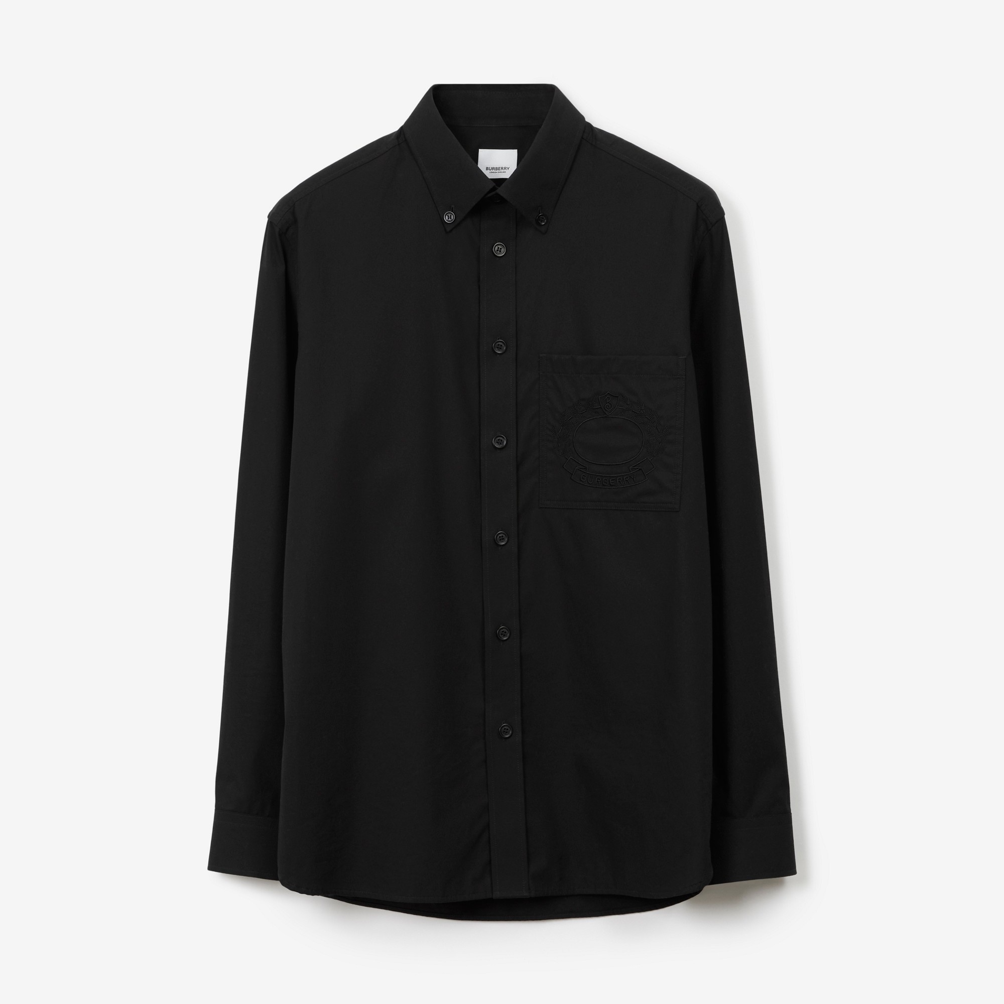Embroidered Oak Leaf Crest Stretch Cotton Shirt - 1