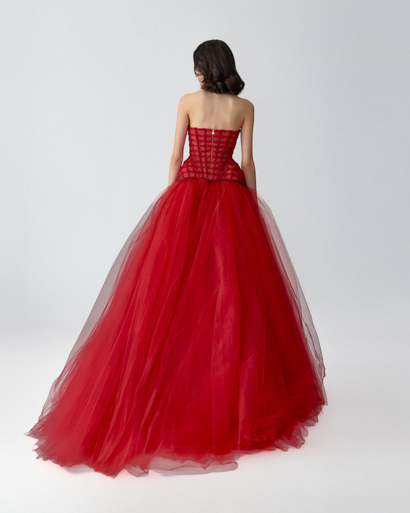 Crystal-Embroidered Strapless Gown 3