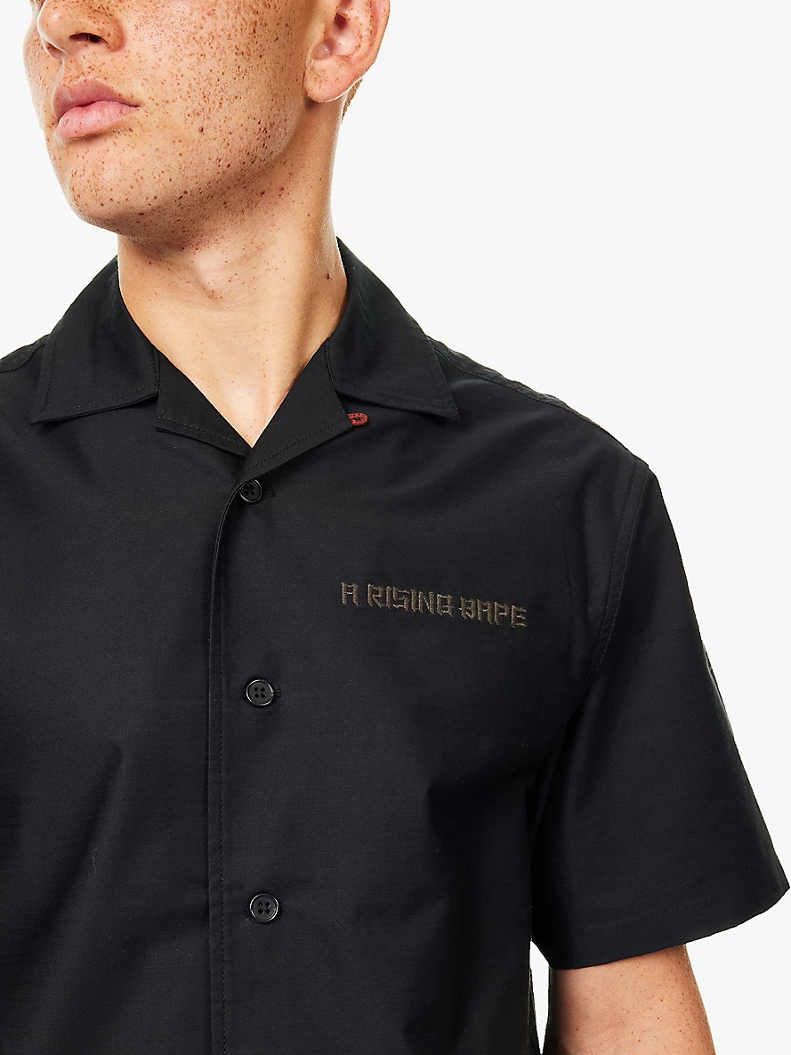 Camp-collar embroidered-graphic regular-fit cotton shirt - 5