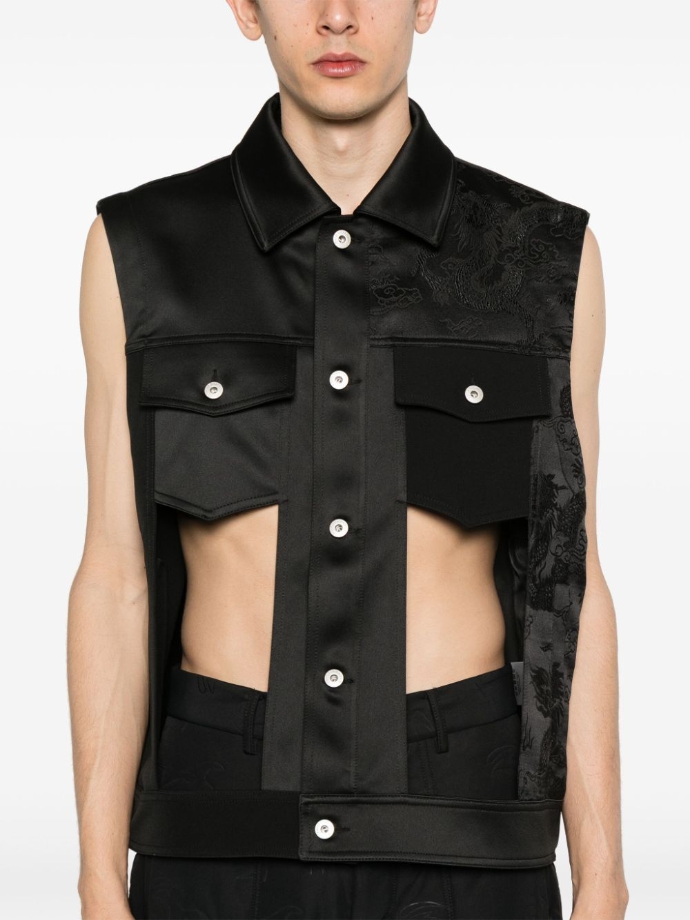 layered cut-out vest - 6