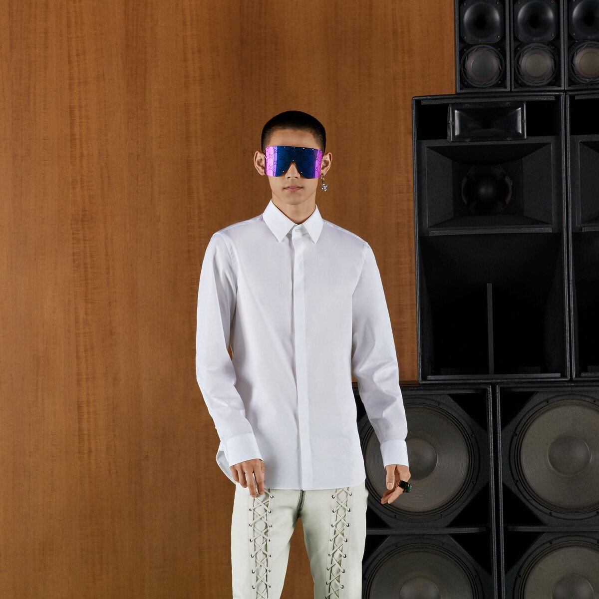 Cotton poplin shirt with Double G - 5
