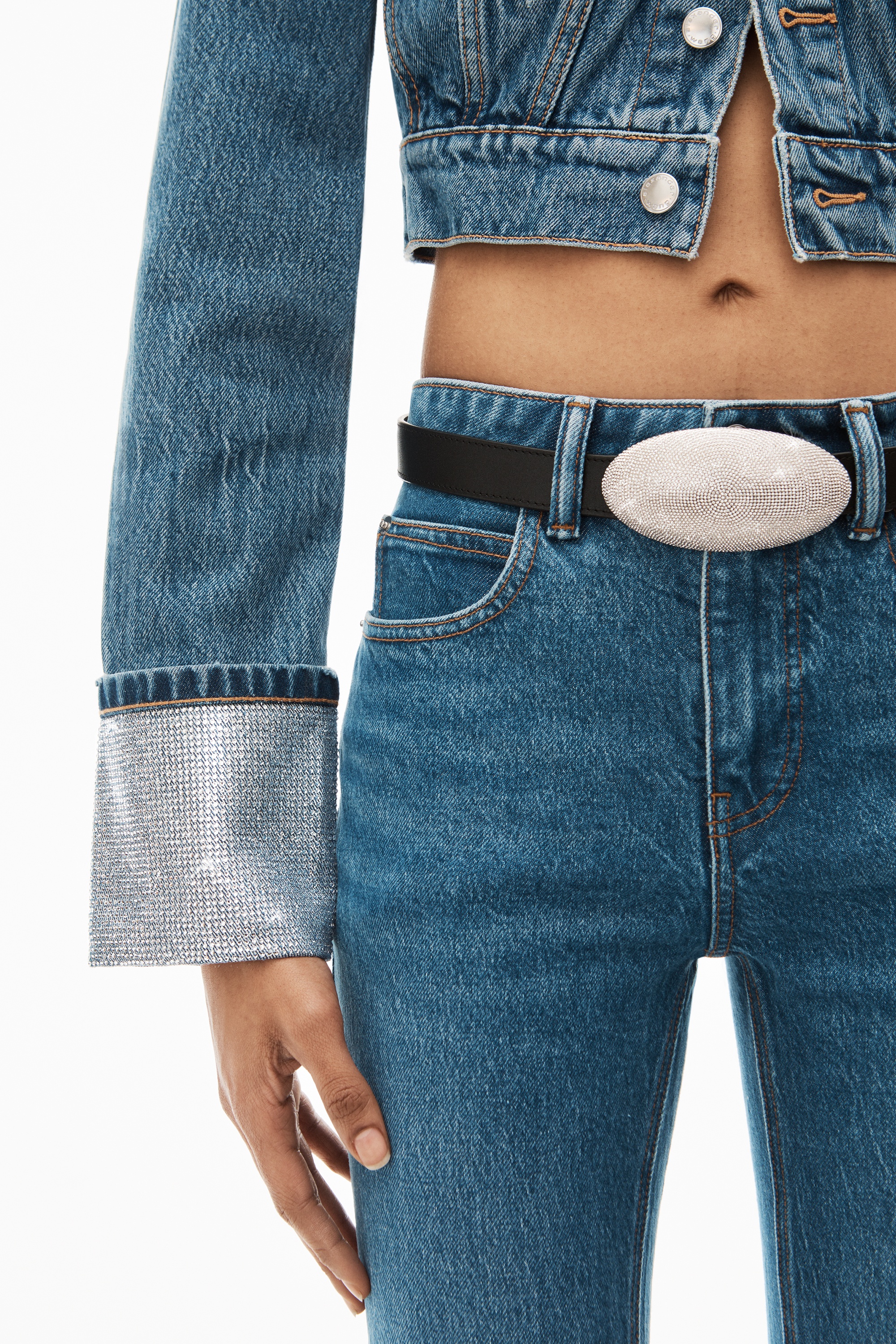 CRYSTAL CUFF TRUCKER JACKET IN DENIM - 6