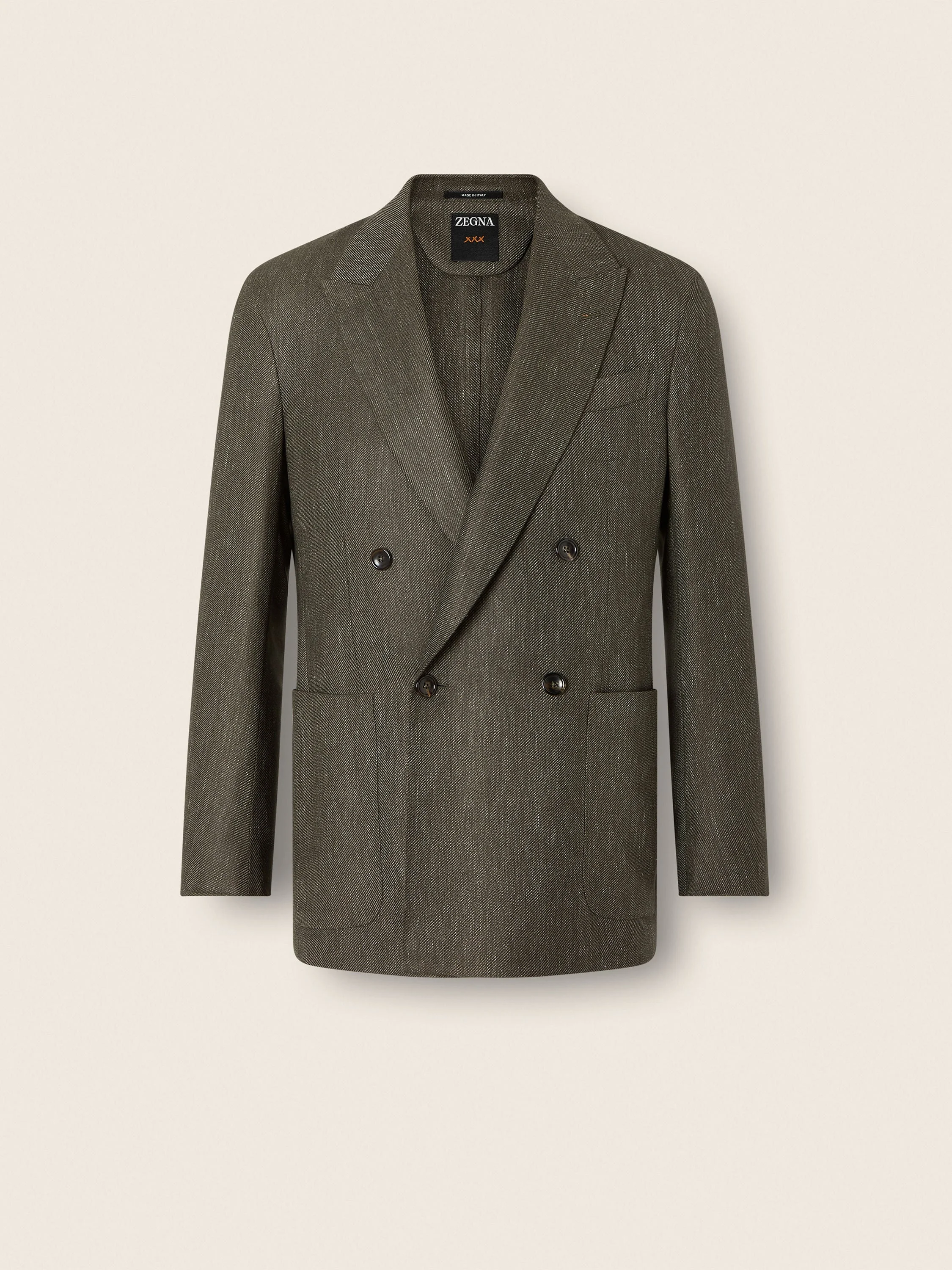 DARK OLIVE GREEN CASHMERE SILK AND LINEN JACKET - 1