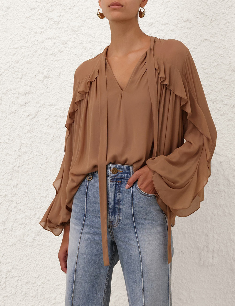 Zimmermann ILLUMINATE FLUTTER BLOUSE outlook
