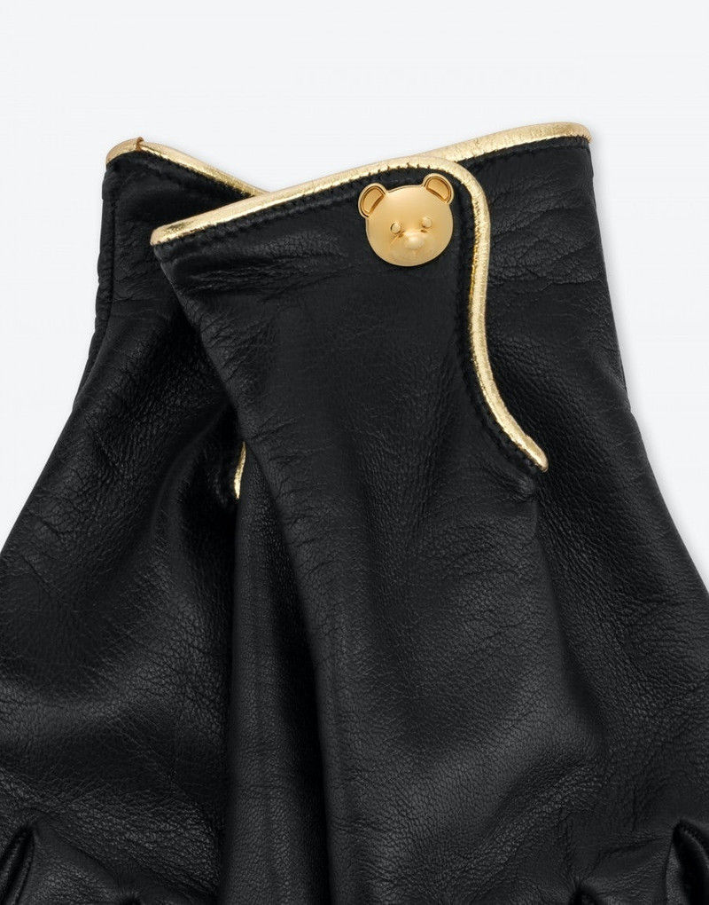 Moschino TEDDY BUTTON LEATHER GLOVES outlook