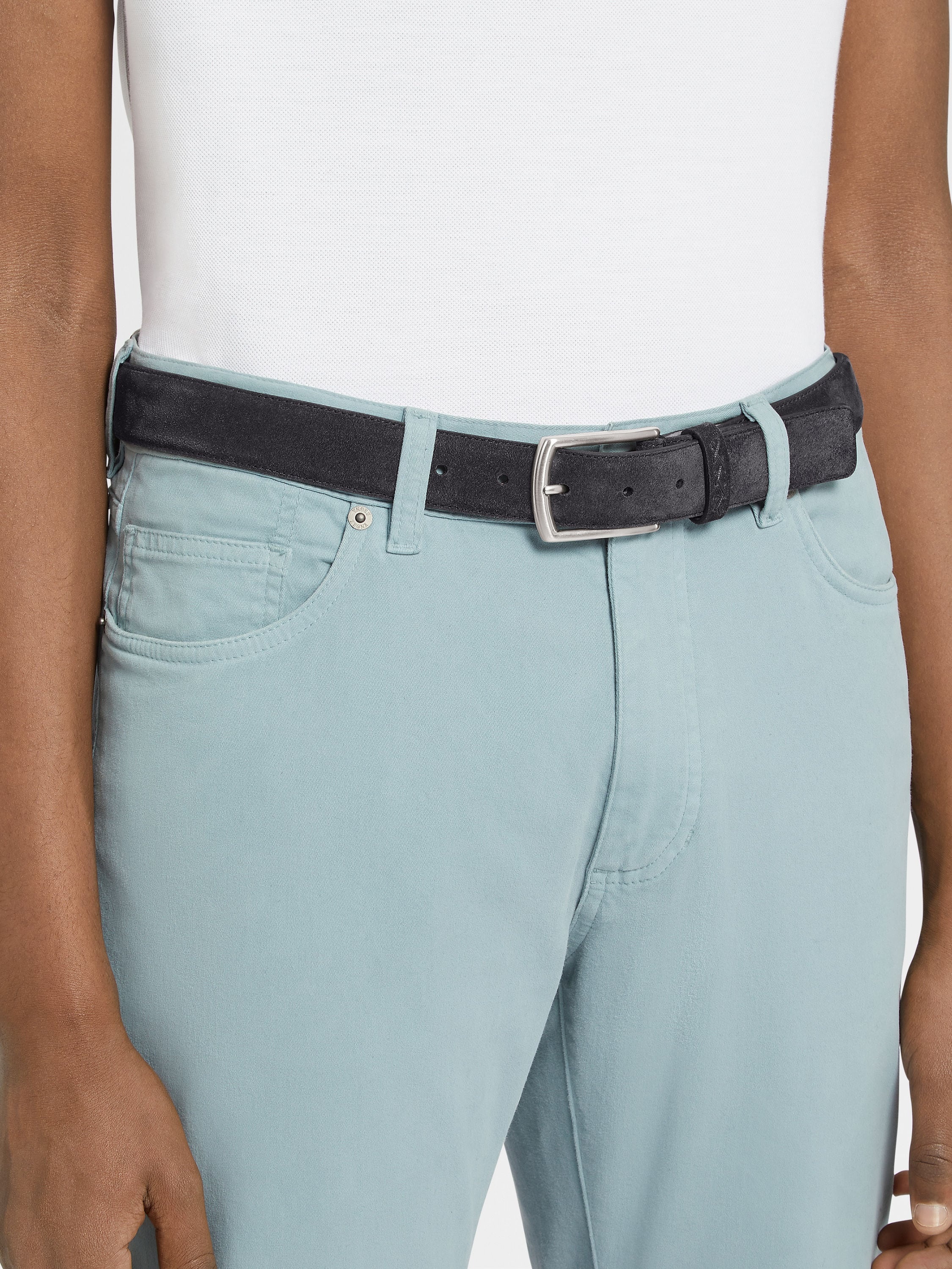 NAVY BLUE SUEDE BELT - 3