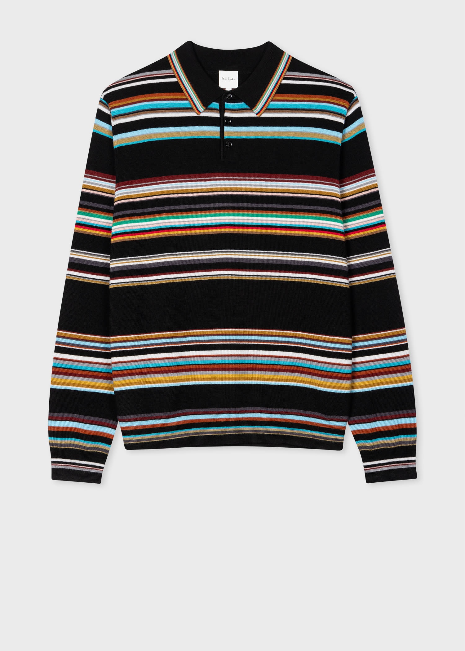 Merino 'Signature Stripe' Knitted Polo Shirt - 1