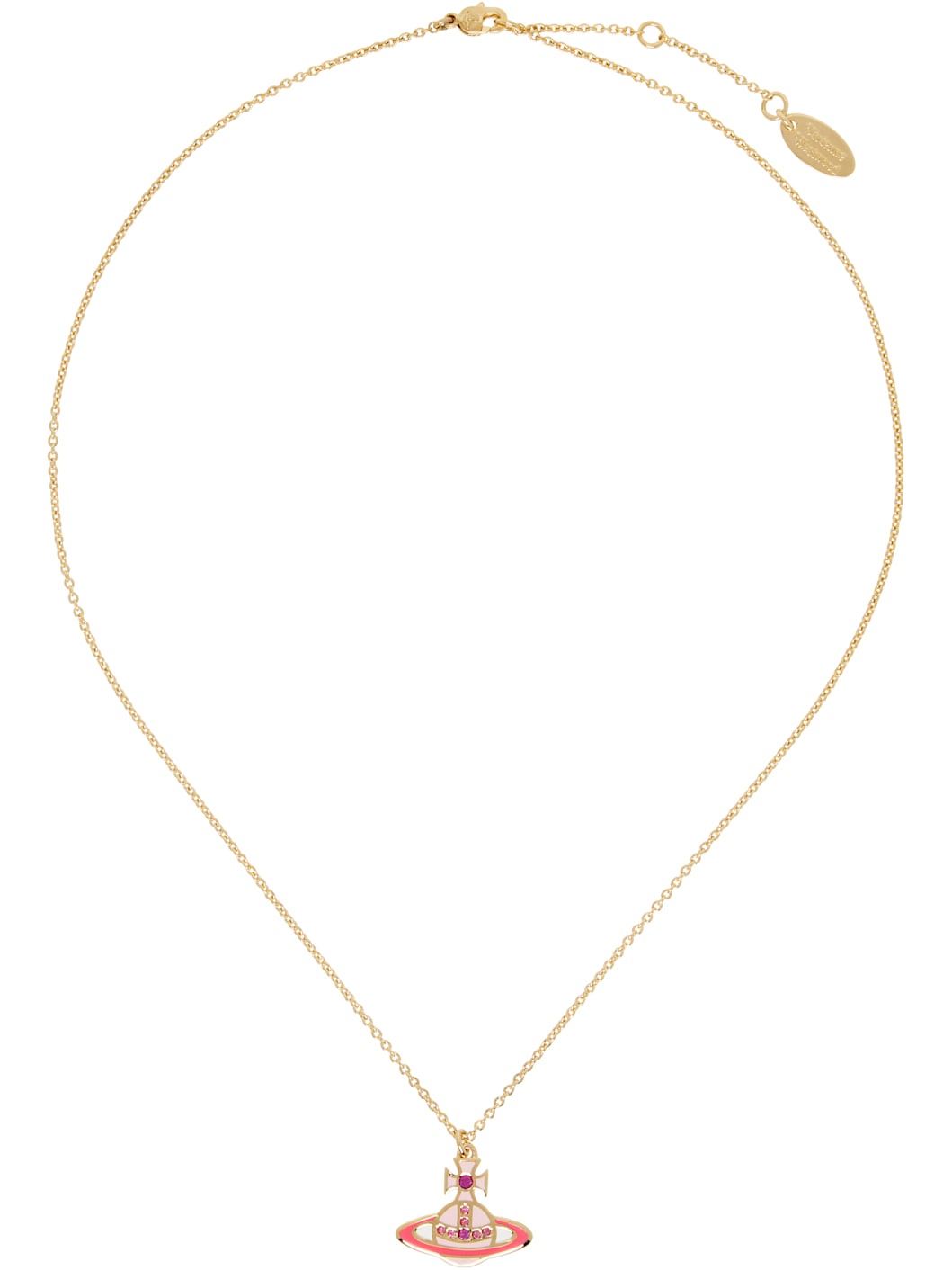 Gold & Pink Concetta Bas Relief Pendant Necklace - 1