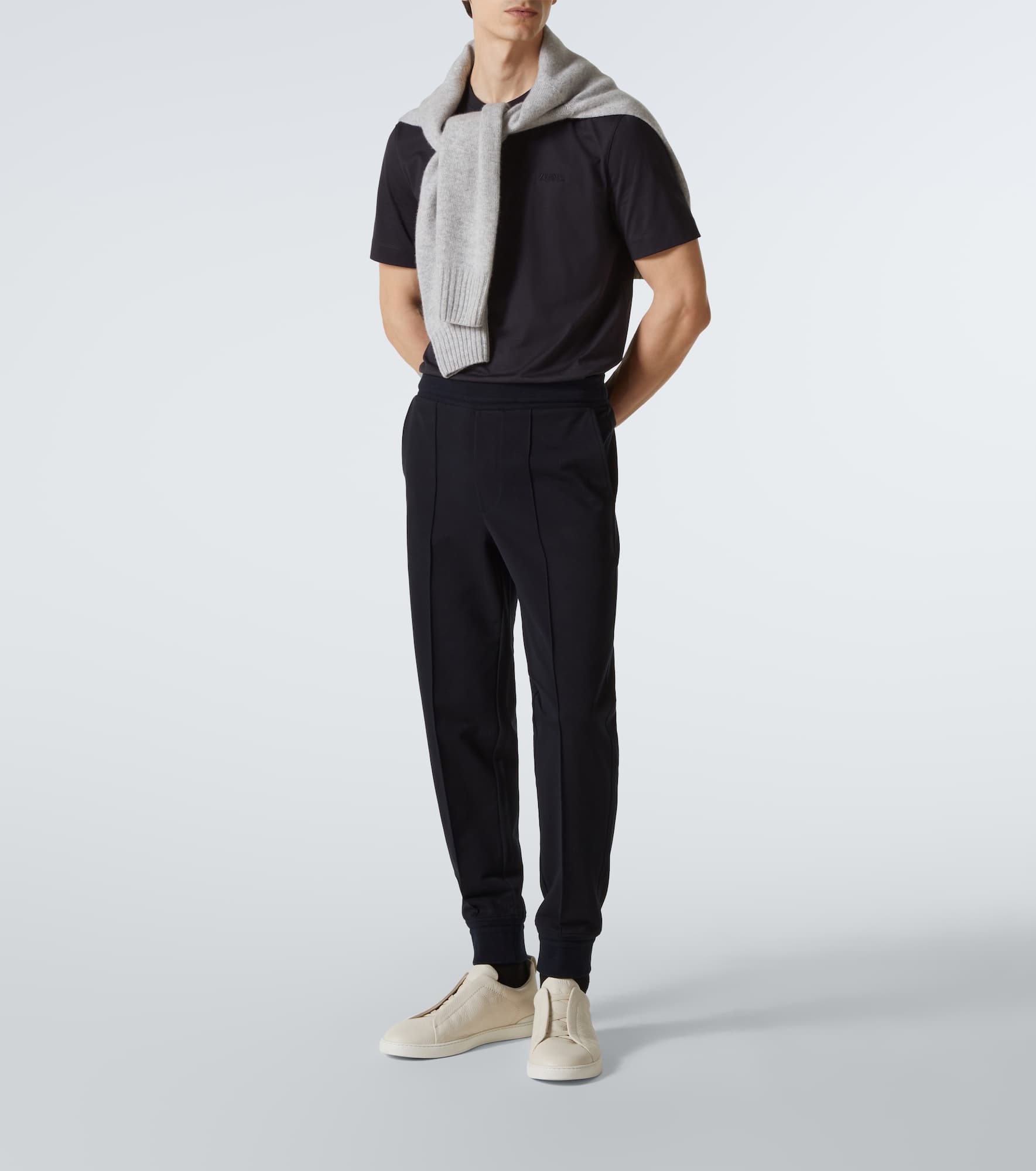 Cotton-blend jersey sweatpants - 2