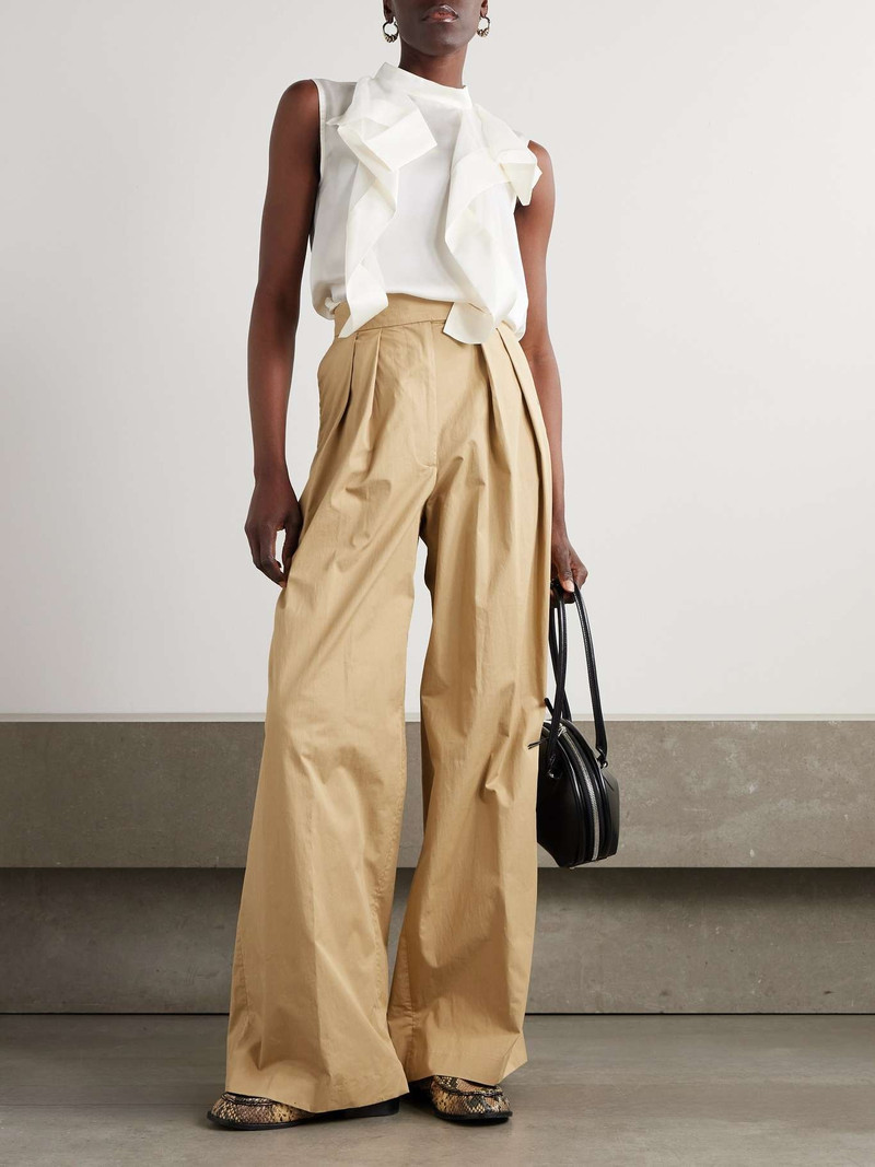 sacai Ruffled satin-trimmed chiffon blouse White outlook