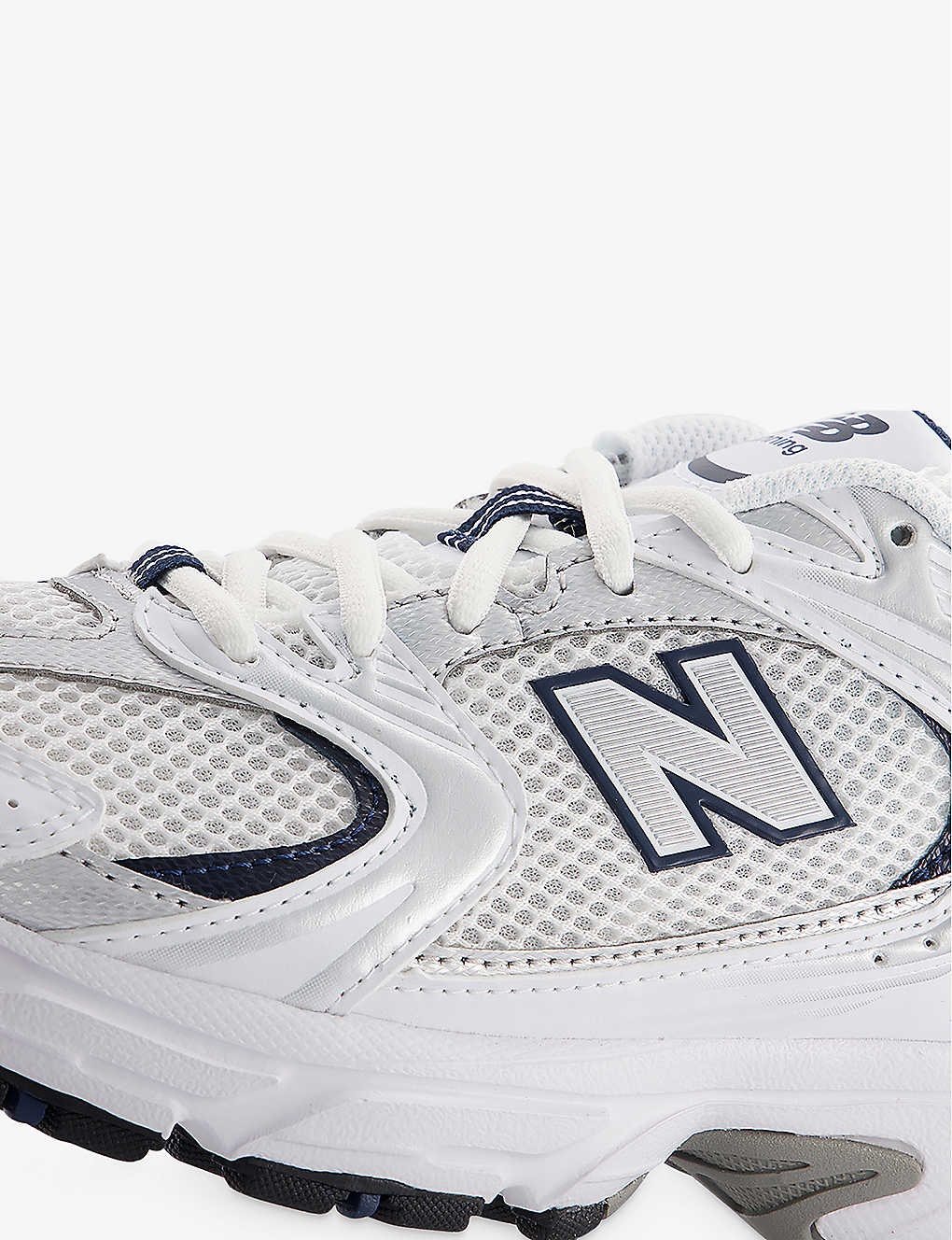 MR530 logo-embossed leather and mesh low-top trainers - 6
