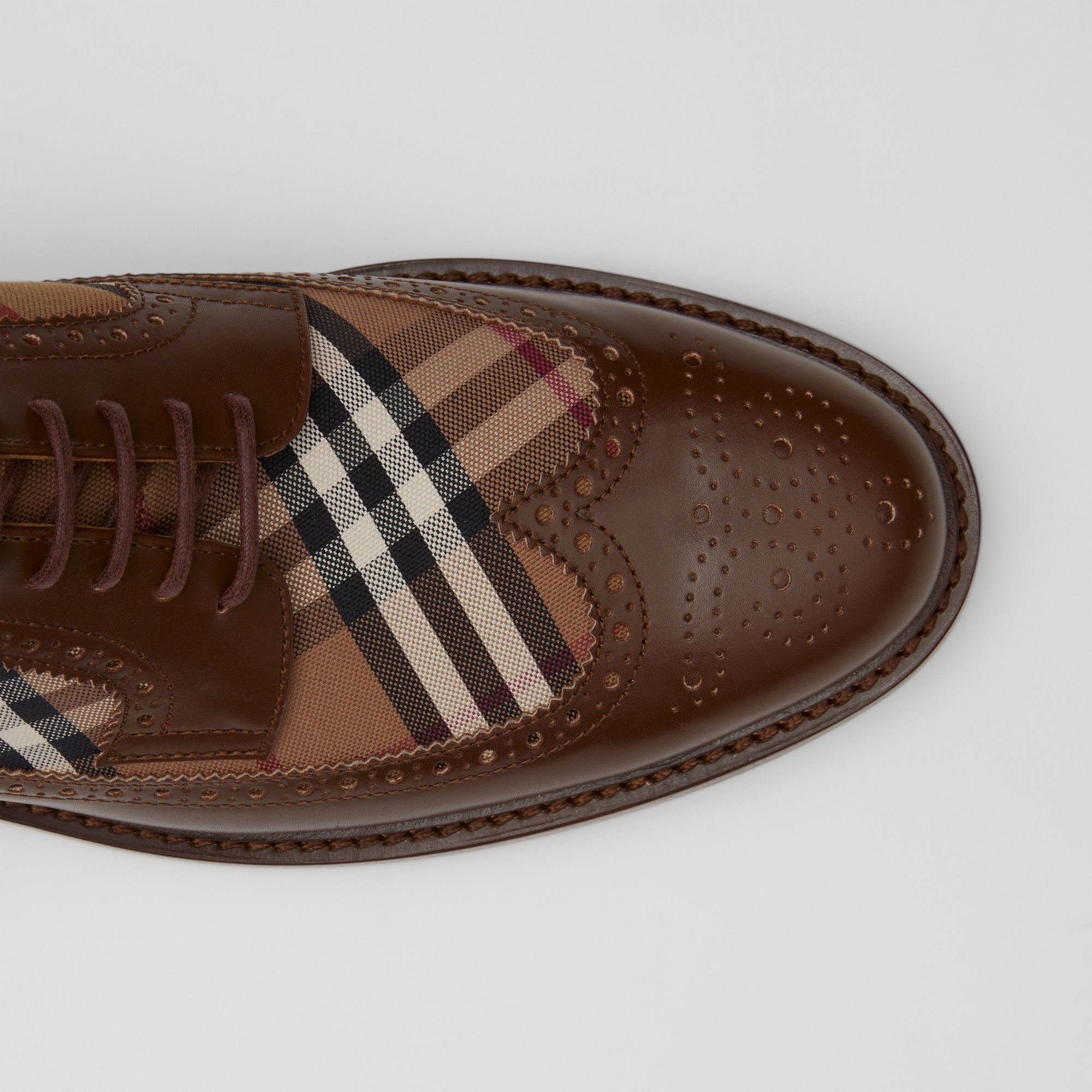 Vintage Check Panel Leather Derby Shoes - 2
