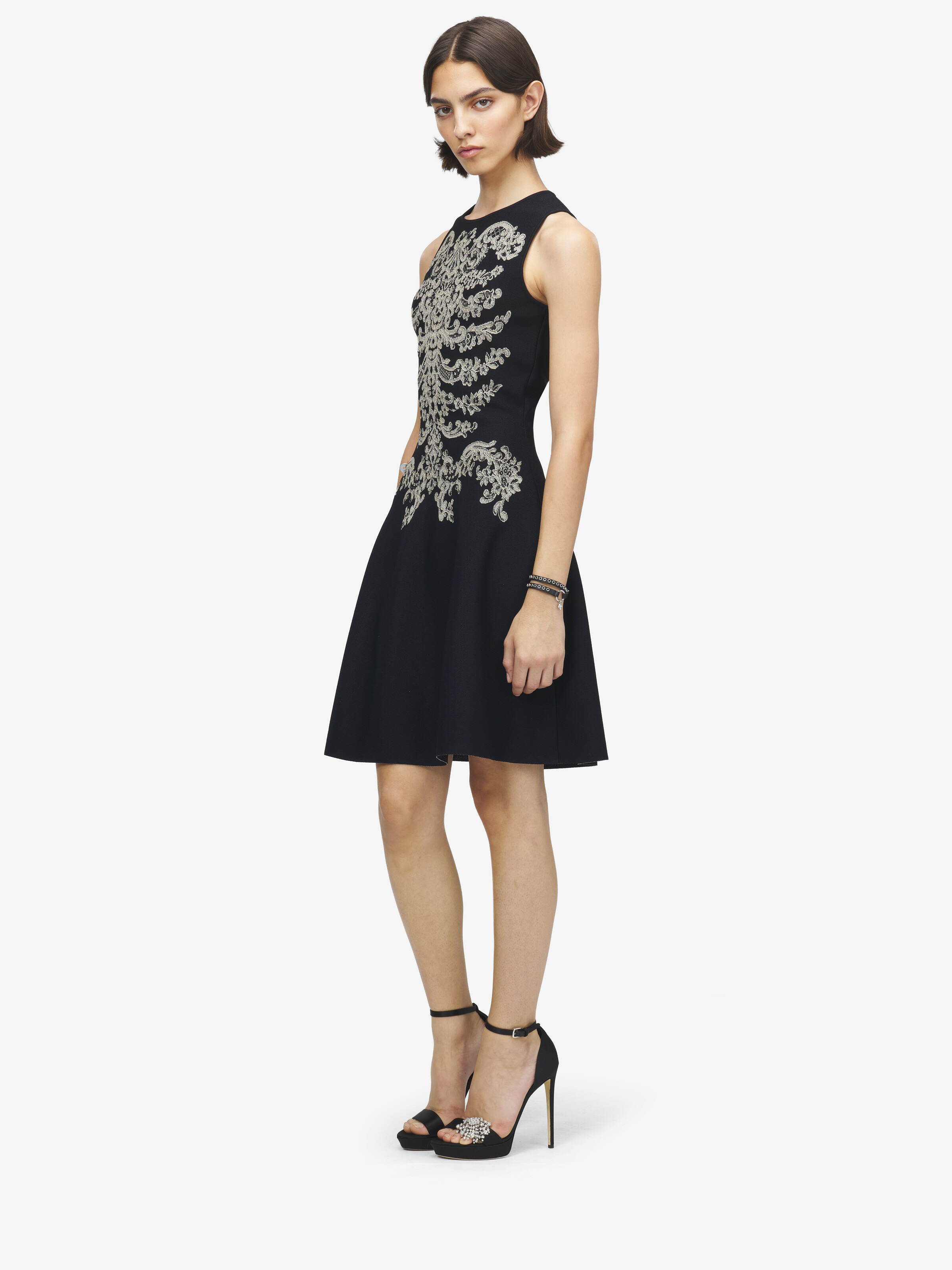 Lace Ribcage Jacquard Mini Dress - 3