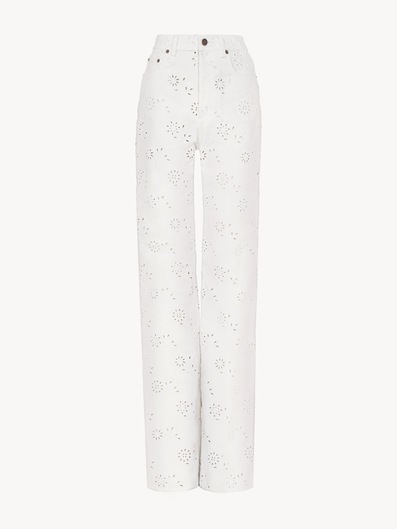 Chloé EMBROIDERED CROPPED JEANS IN DENIM outlook