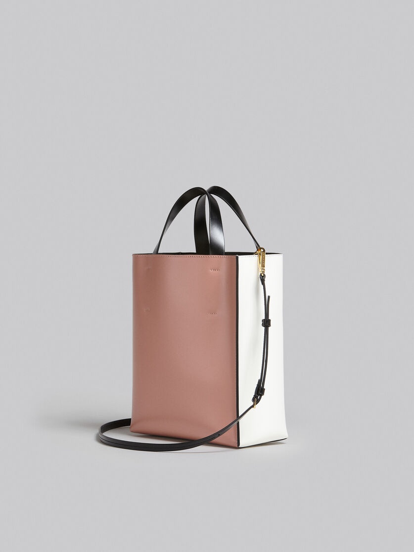 MUSEO SOFT SMALL BAG IN WHITE AND PINK LEATHER - 3