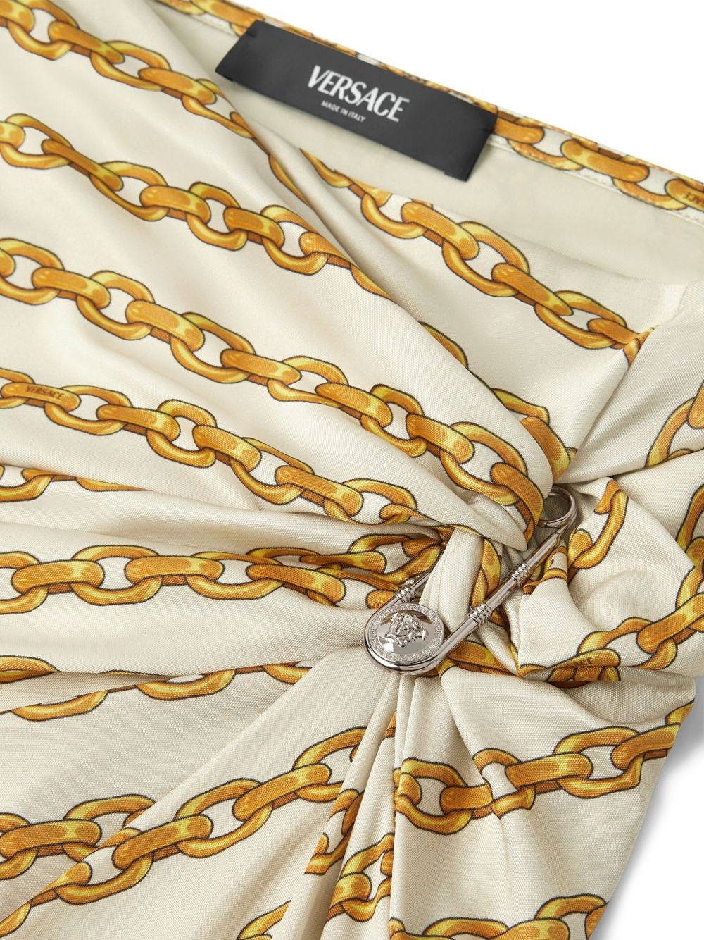 brooche detailing draped skirt - 3