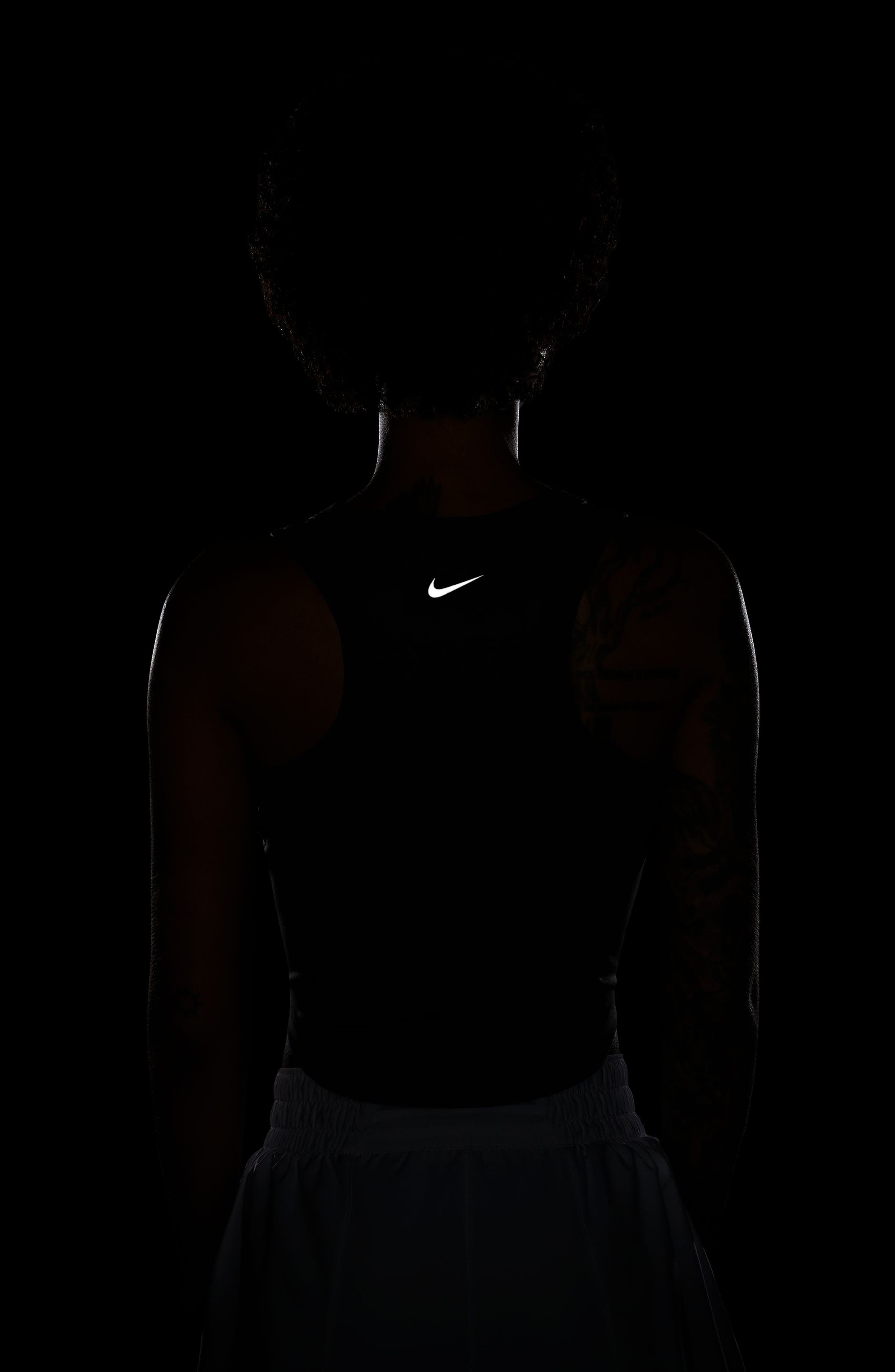 Nike One Fitted Dri-FIT Cropped Tank Top in Black/Black at Nordstrom - 8