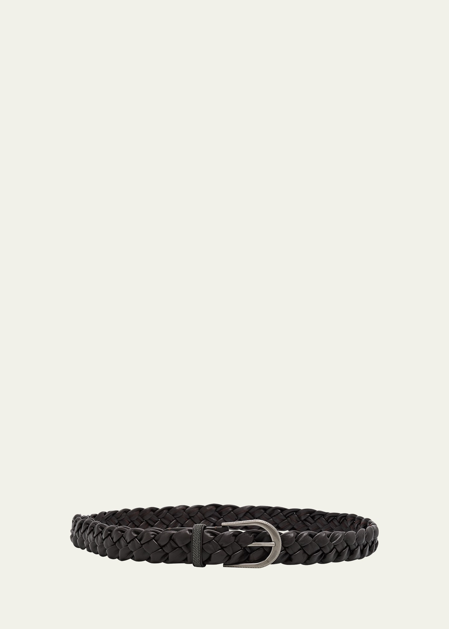Braided Leather Skinny Belt - 1