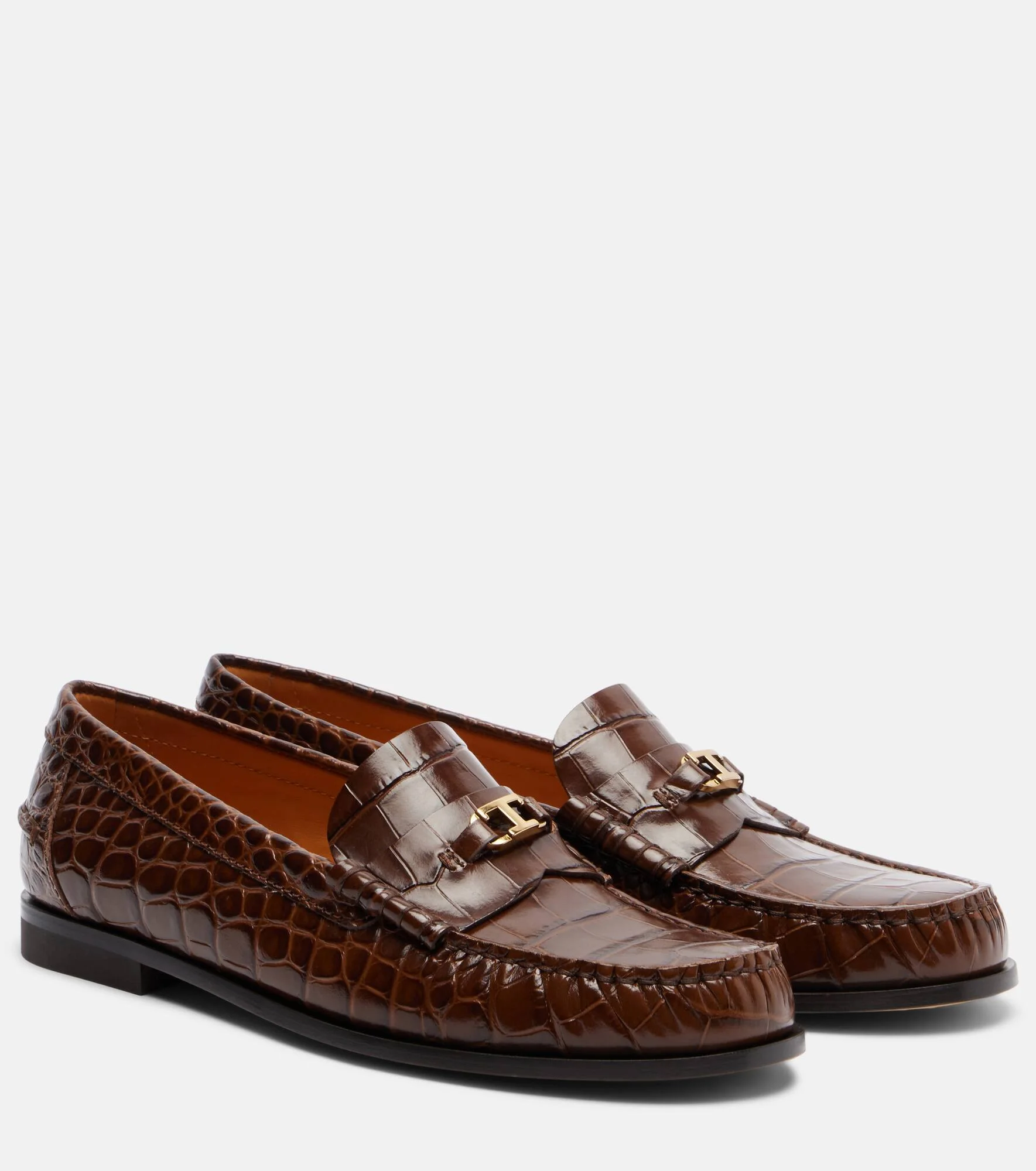 Croc-effect leather loafers - 1