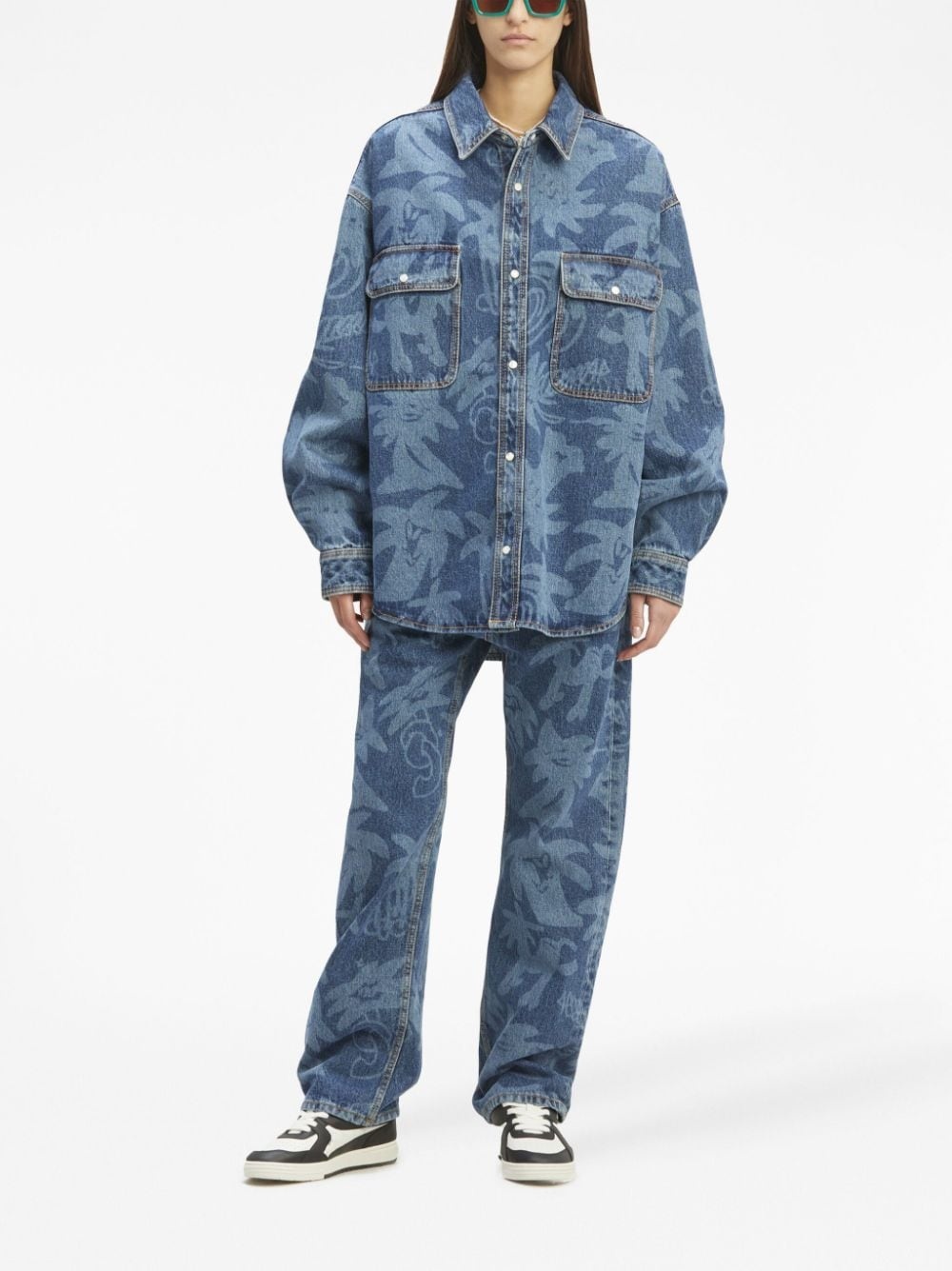 Palmity laser-print denim shirt - 3
