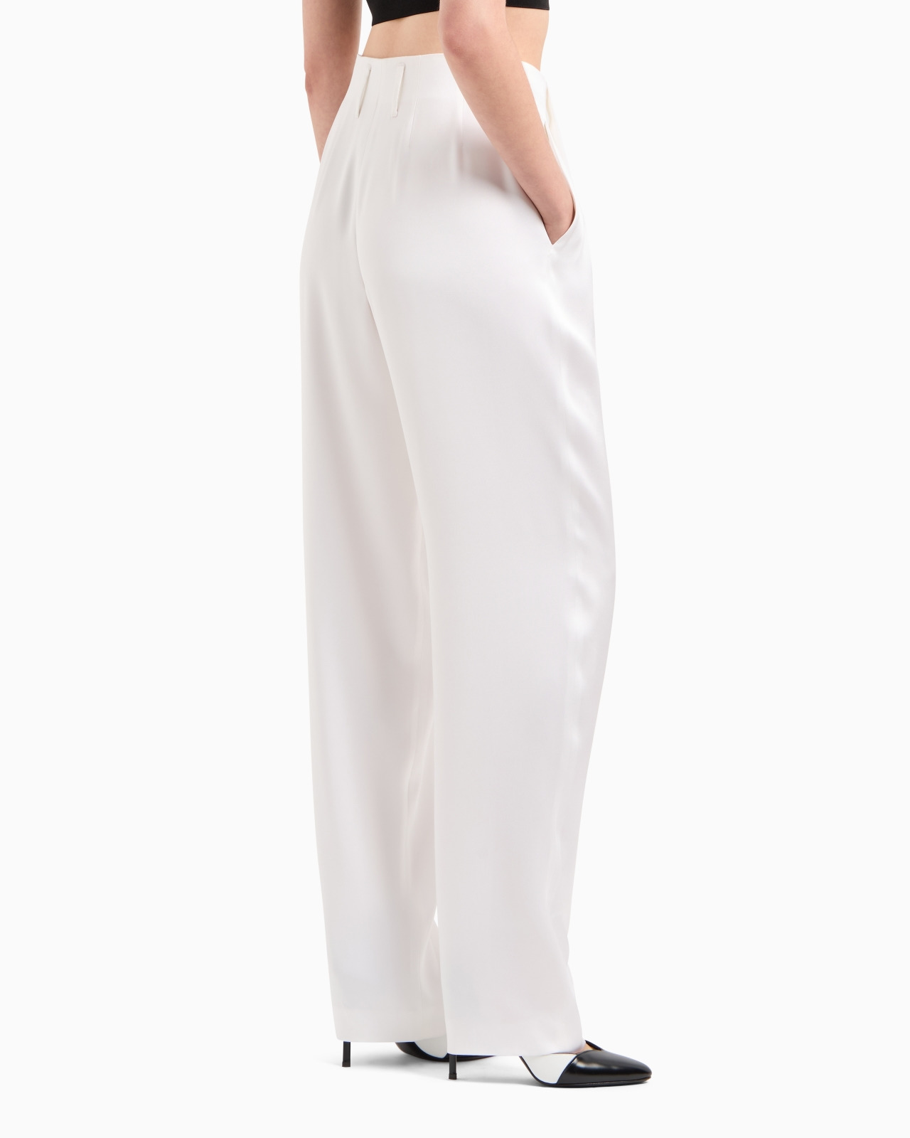 DOUBLE-SIDED SILK-SATIN TWO-PLEAT TROUSERS - 3