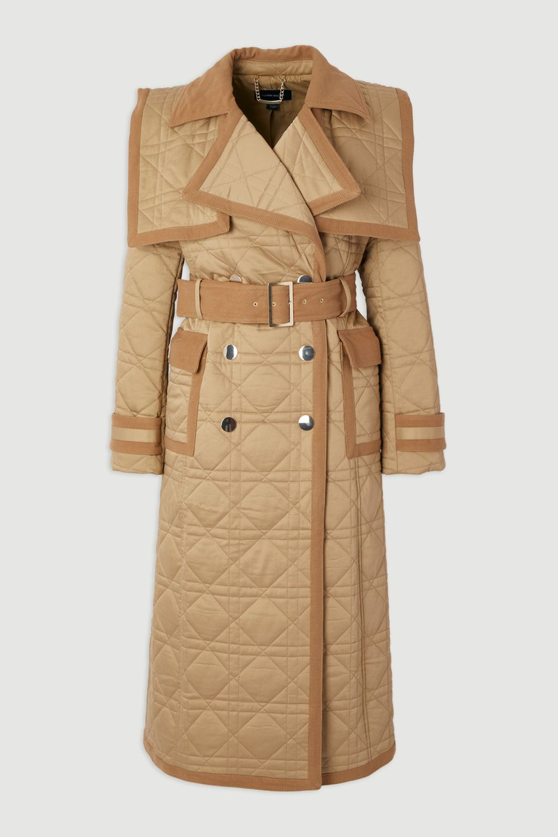 Quilted Padded Cord Mix Trench Coat 4