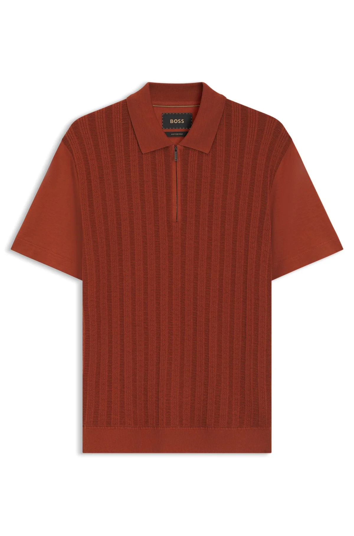 COTTON-SILK POLO SHIRT WITH ZIP NECK - 1