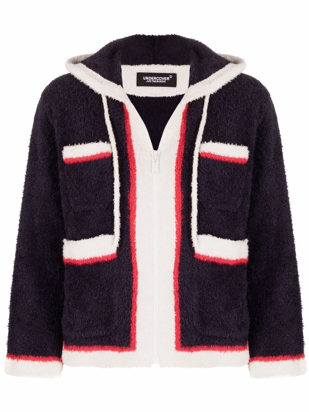 stripe-trim hooded jacket - 1