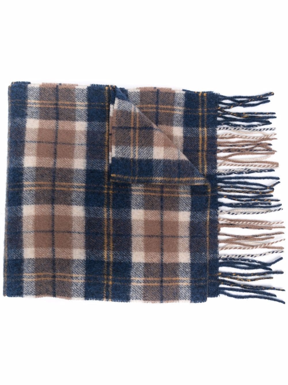 tartan check-pattern fringed scarf - 1