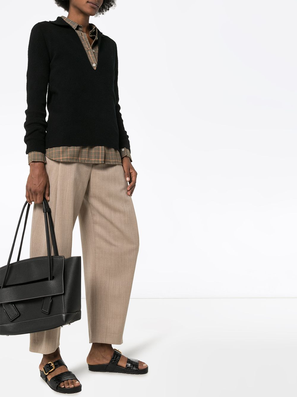 Collared v-neck knit jumper - 2