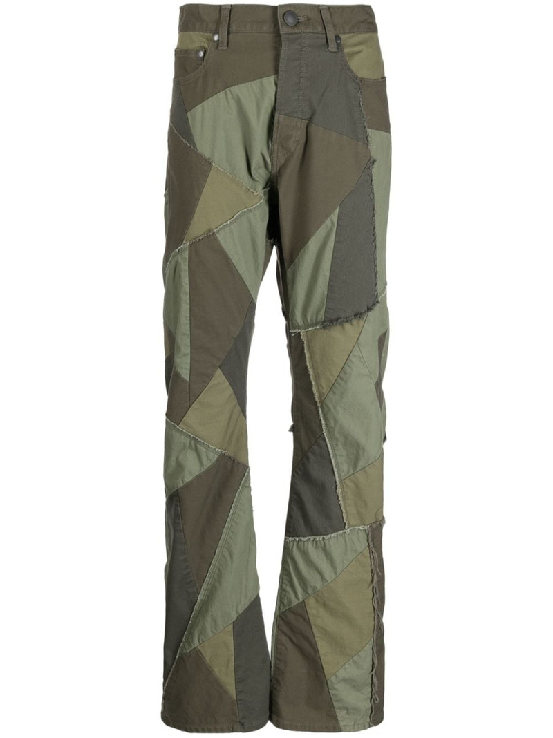 patchwork-design bootcut jeans 1