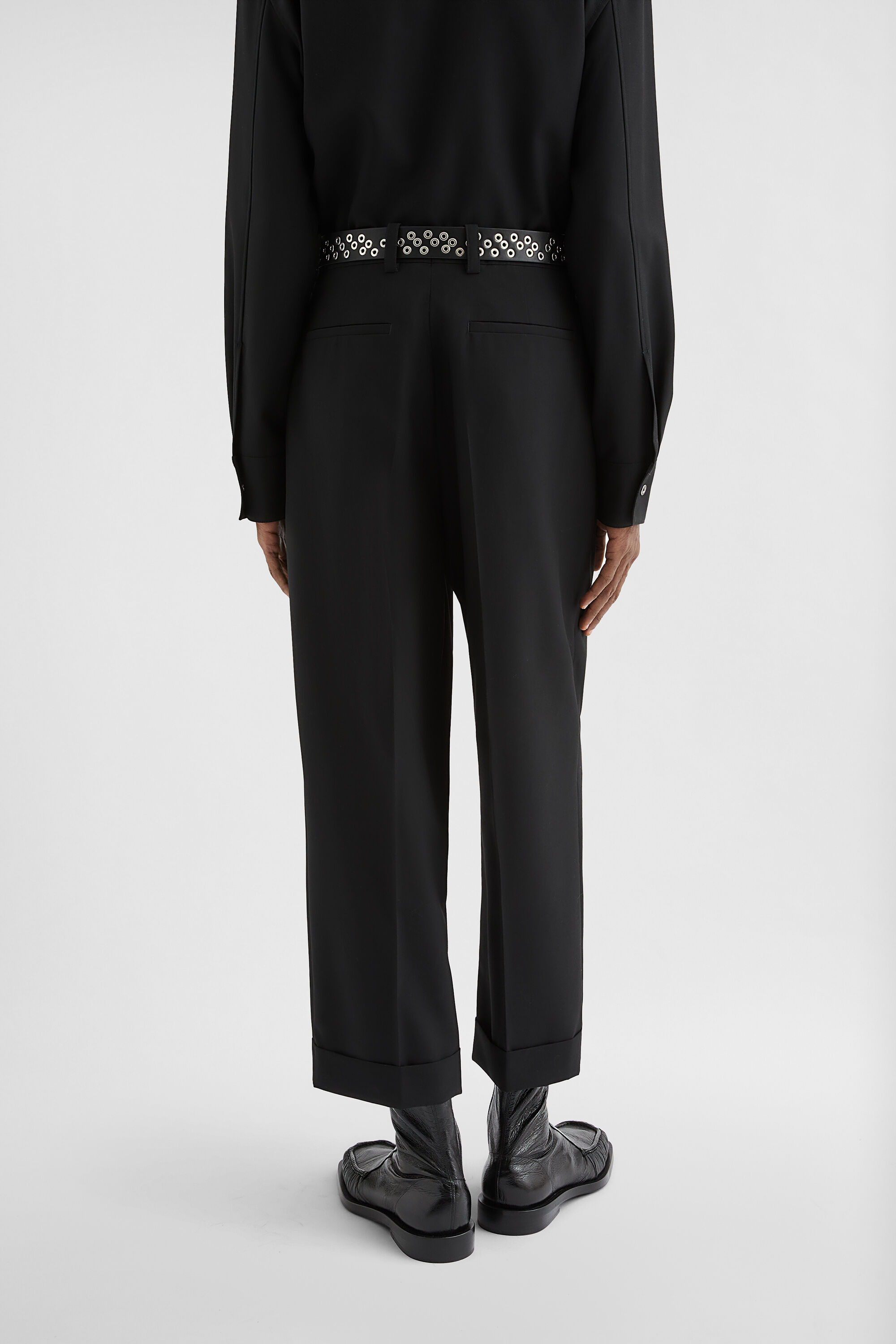 Wool Poplin Belted Trousers - 5