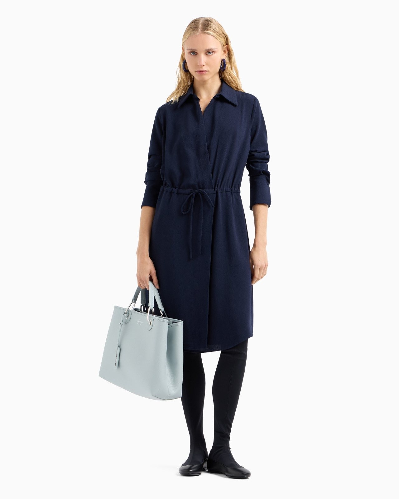 Stretch sablé fabric drawstring dress - 4