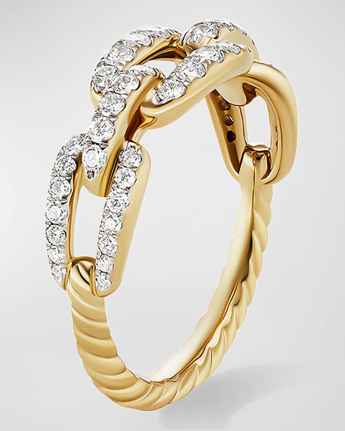 Stax Chain Link Ring with Diamonds in 18K Gold, 7mm - 3