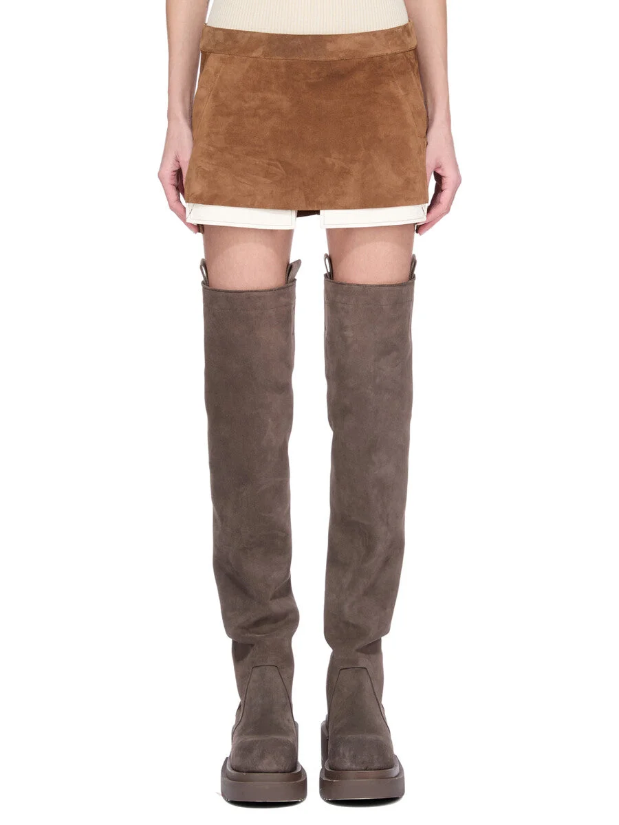 Fog layered suede mini skirt Light brown - 1