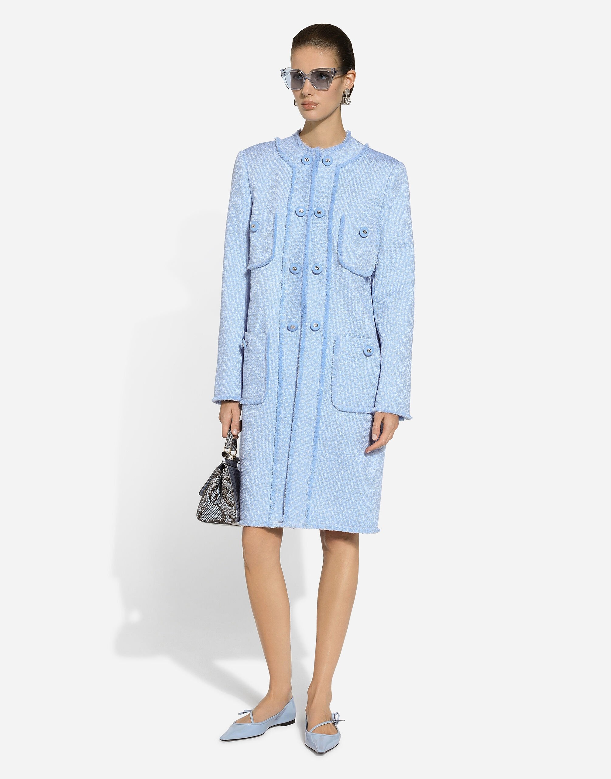 Single-breasted raschel tweed coat - 2