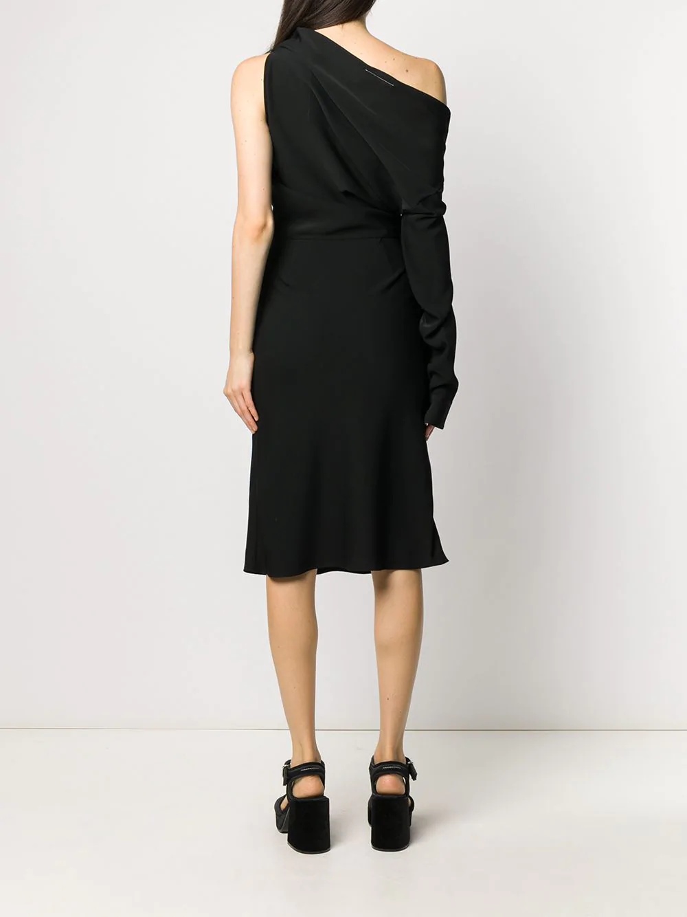 one-shoulder knee-length dress - 4