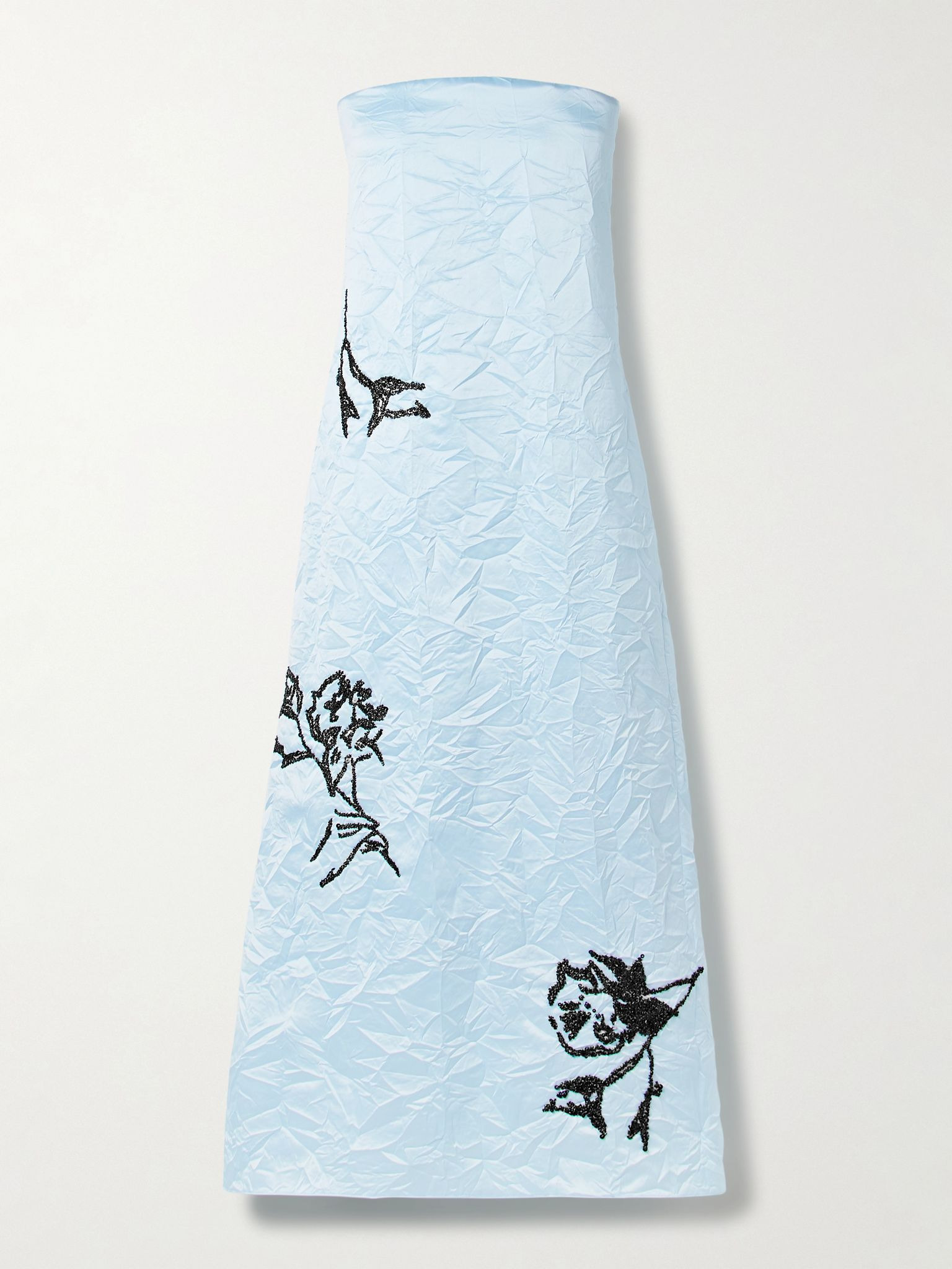 Strapless embellished crinkled-satin midi dress Light blue - 1