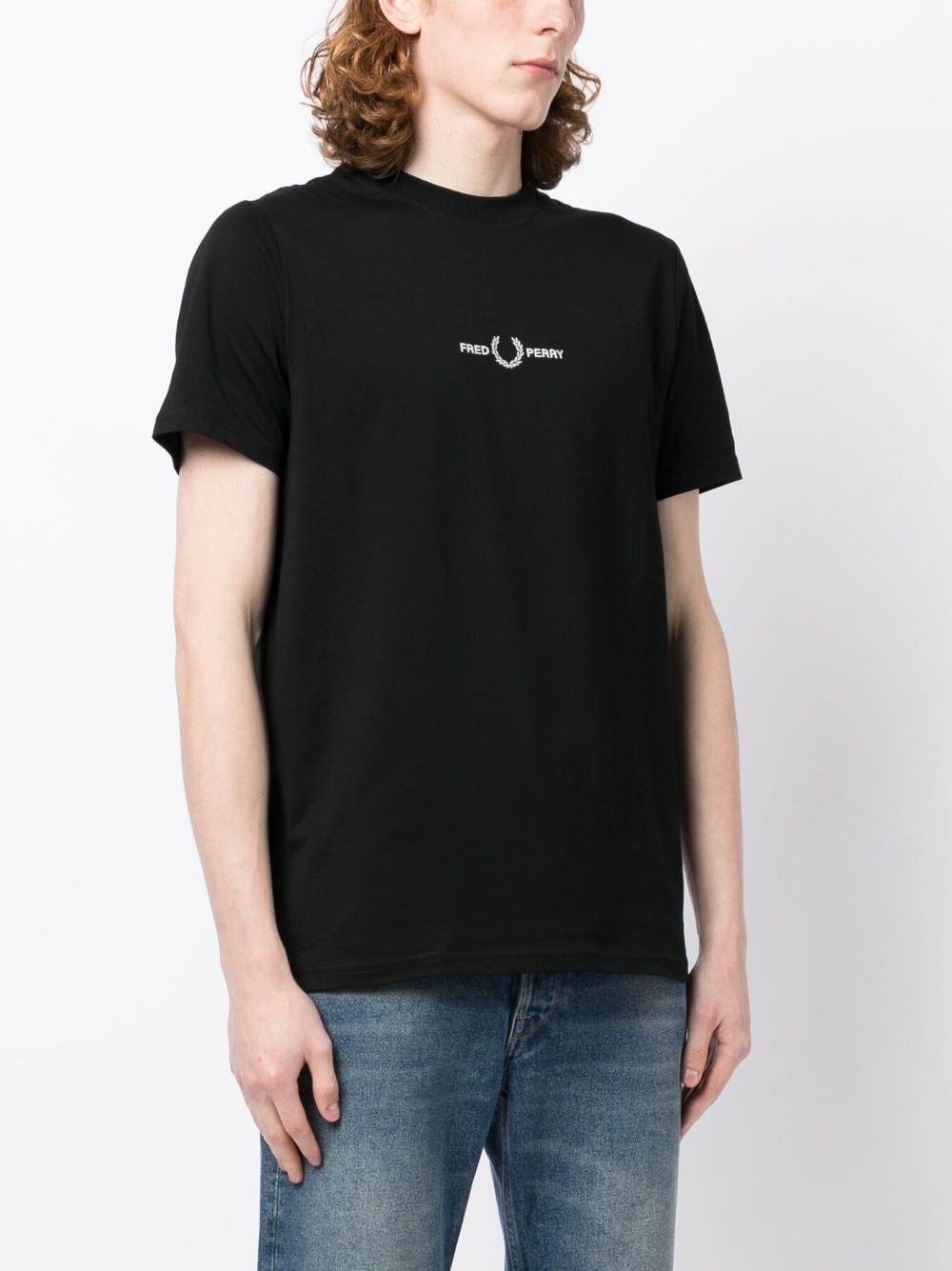 logo-embroidery cotton T-shirt - 3