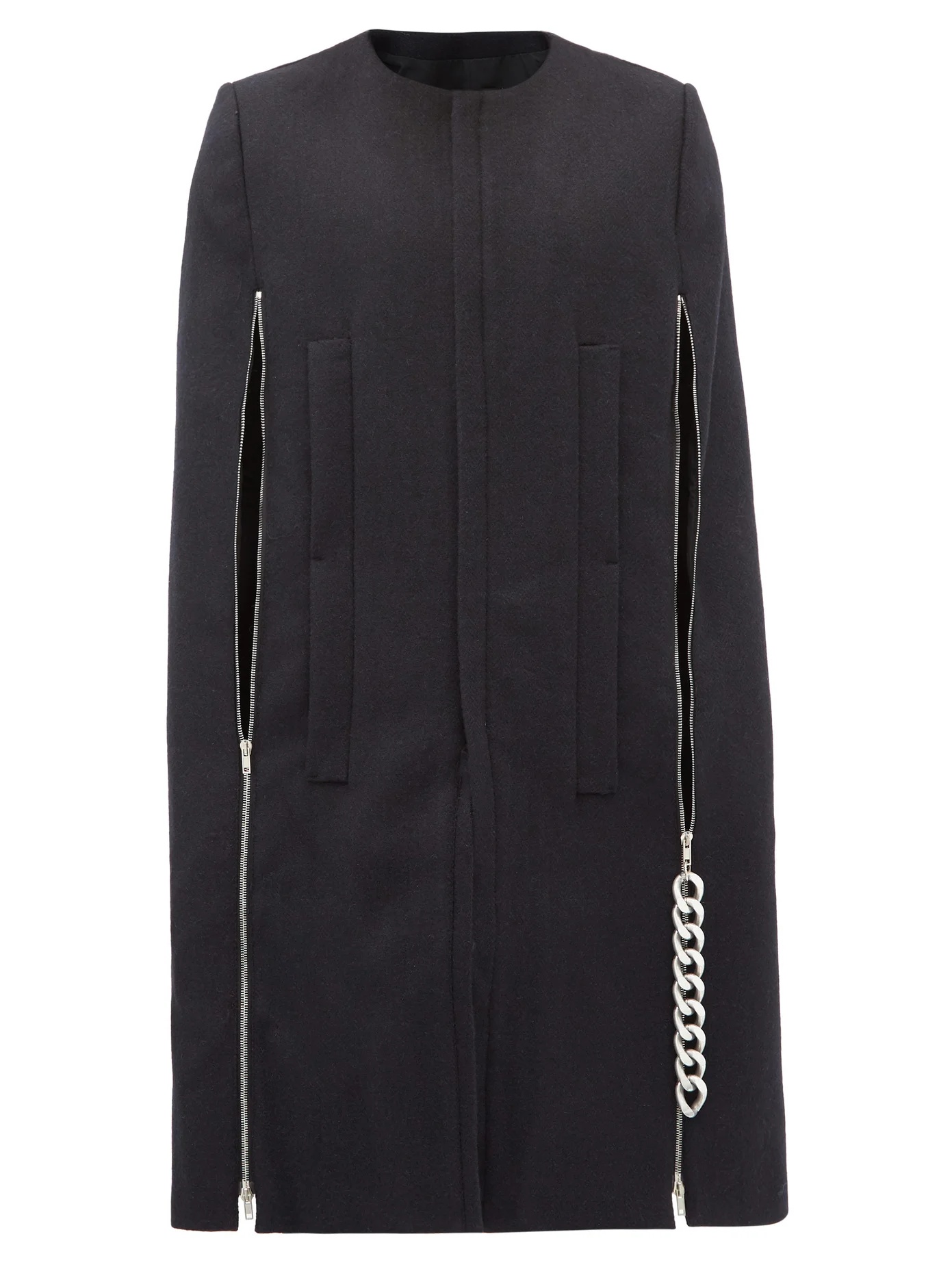 Punk chain-zip wool cape - 1