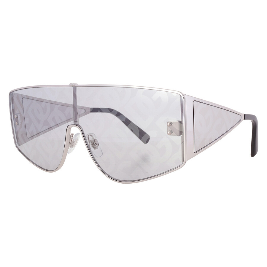 Dolce and Gabbana Silver Mirror Logo Shield Men's Sunglasses DG2305 05/AL 144 - 2