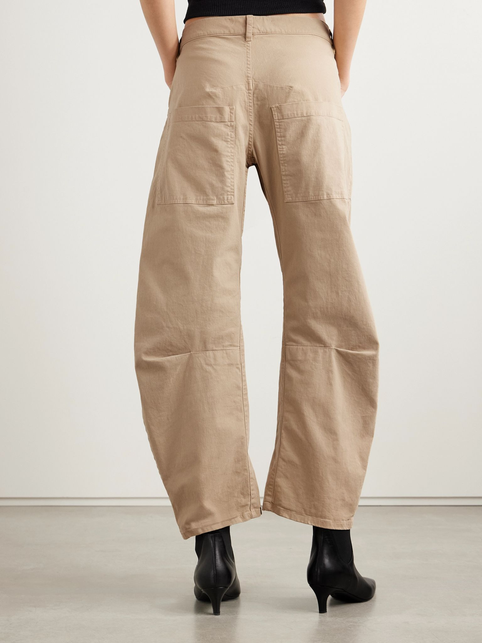 Shon brushed cotton-blend twill tapered pants Beige - 4