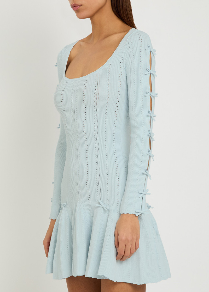 LoveShackFancy Loveshackfancy Seychelle Bow-appliquéd Pointelle-knit Mini Dress outlook