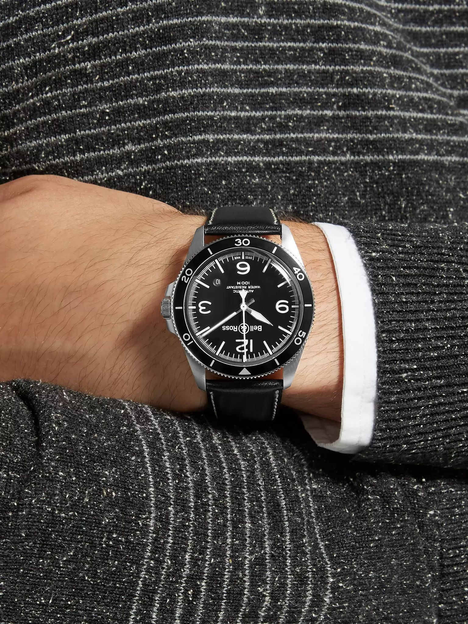 BR V2-92 Automatic 41mm Stainless Steel and Leather Watch, Ref. No. BRV292-­‐BL-­‐ST/SCA Black - 2