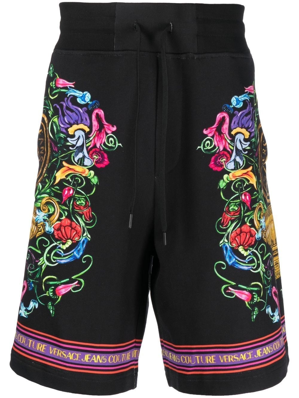 abstract-print cotton track shorts - 1