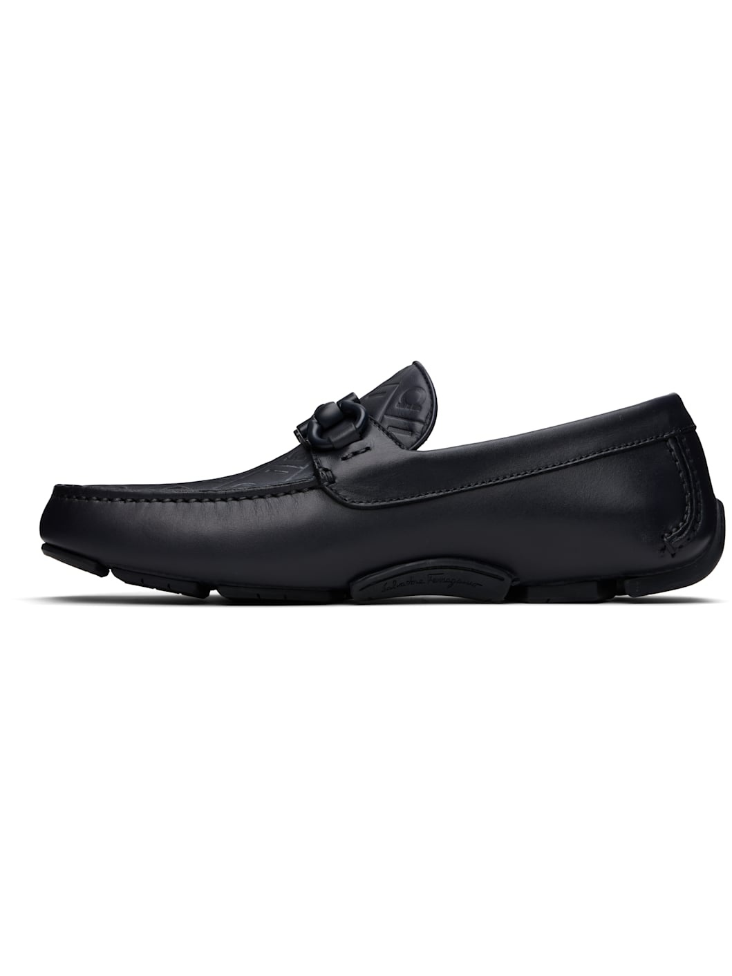 Navy Gancini Ornament Driver Loafers - 3