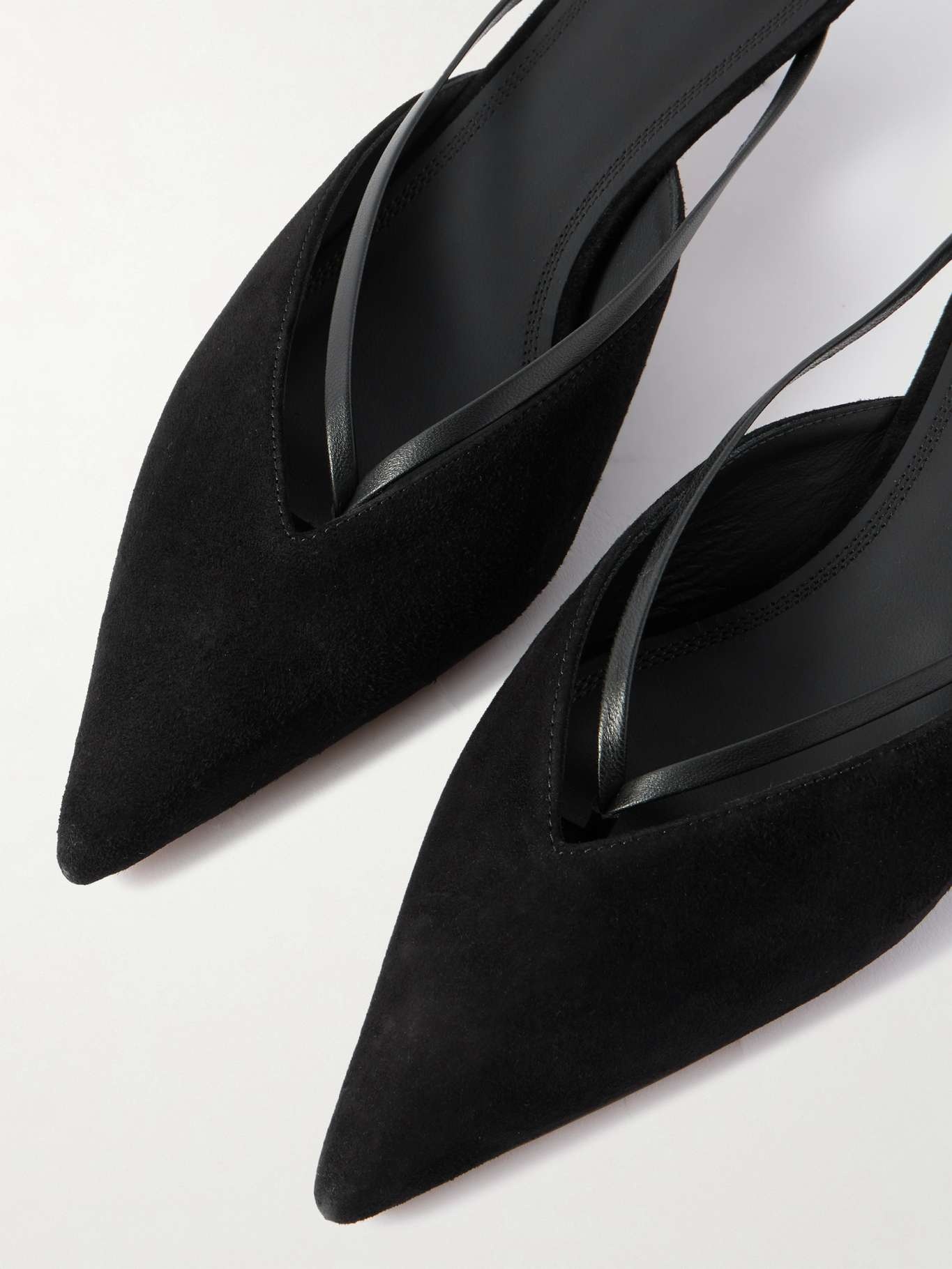 Bosona leather-trimmed suede pointed-toe pumps Black - 4